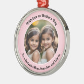 Aangepaste foto Elegant  Moederdag Roze Metalen Ornament (Links)