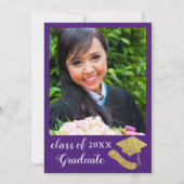 Aangepaste foto Elegant Paarse afstudeerfeest Kaart (Achterkant)
