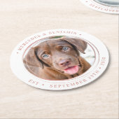 Aangepaste foto Elegant Roos Gold Personalize Wedd Ronde Kartonnen Onderzetter (Gebogen)