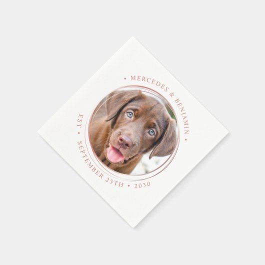 Aangepaste foto Elegant Roos Gold Personalize Wedd Servet (Hoek)