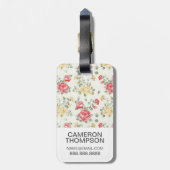 Aangepaste foto Elegant roze rozen Bagagelabel (Achterkant verticaal)