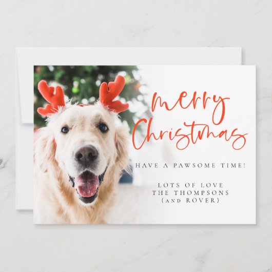 Aangepaste foto Elegant Script Merry Kerstry Feestdagenkaart (Voorkant)