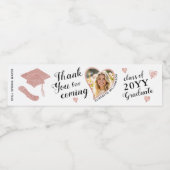 Aangepaste Foto Elegant Wit Afstuderen Dank u Waterfles Etiket (Enkel label)