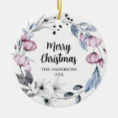 Aangepaste foto Elegante Bloemen Kerstmis Keramisch Ornament (Voorkant)