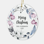 Aangepaste foto Elegante Bloemen Kerstmis Keramisch Ornament (Links)