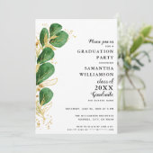 Aangepaste foto Elegante groene afstudeerfeest Kaart (Staand voorkant)