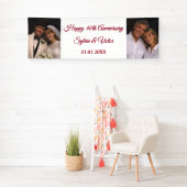 Aangepaste foto Elegante Rode 40e verjaardagsfeest Spandoek (Insitu)