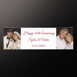 Aangepaste foto Elegante Rode 40e verjaardagsfeest Spandoek