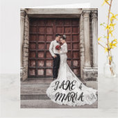 AANGEPASTE FOTO ELEGANTE SCRIPT-WENSKAARTEN KAART (Gele Bloem)