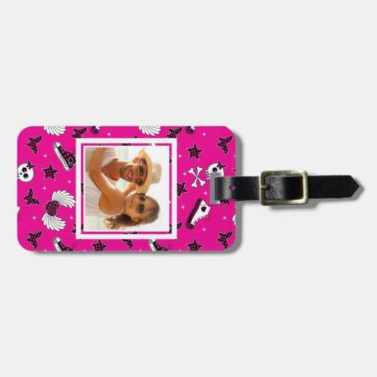 Aangepaste foto-emo-symbolen bagagelabel (Voorkant horizontaal)