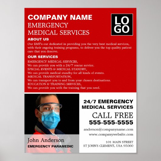 Aangepaste foto, EMT, Paramedic Poster (Voorkant)
