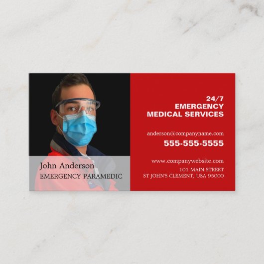 Aangepaste foto, EMT, Paramedic Visitekaartje (Voorkant)