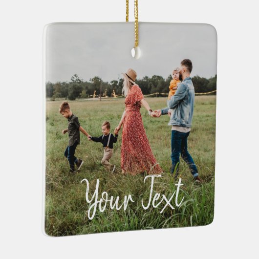 Aangepaste foto- en aangepaste tekst Sjabloon Keramisch Ornament (Rechts)