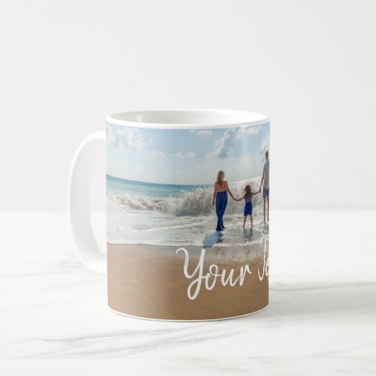 Aangepaste foto- en aangepaste tekst Sjabloon Koffiemok (Voorkant links)