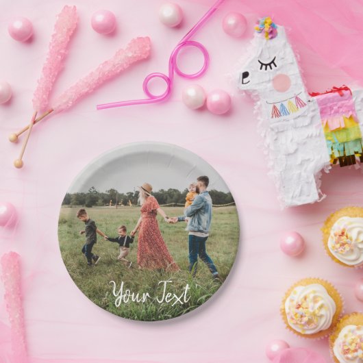 Aangepaste foto- en aangepaste tekst Sjabloon Papieren Bordje (Feest)