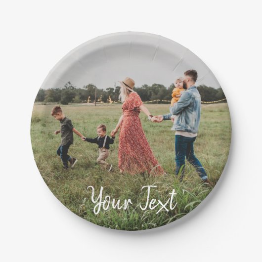 Aangepaste foto- en aangepaste tekst Sjabloon Papieren Bordje (Voorkant)
