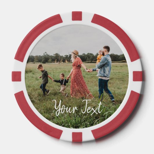Aangepaste foto- en aangepaste tekst Sjabloon Poker Chips (Voorkant)