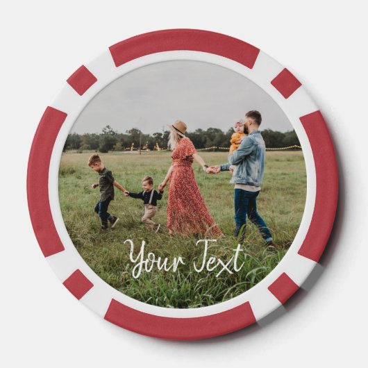 Aangepaste foto- en aangepaste tekst Sjabloon Poker Chips (Achterkant)