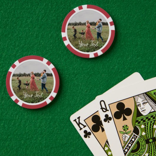 Aangepaste foto- en aangepaste tekst Sjabloon Poker Chips (Pokertafel (Dubbel))