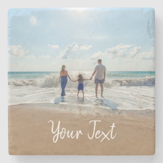 Aangepaste foto- en aangepaste tekst Sjabloon Stenen Onderzetter (Voorkant)