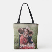 Aangepaste foto- en aangepaste tekst Sjabloon Tote Bag (Achterkant)