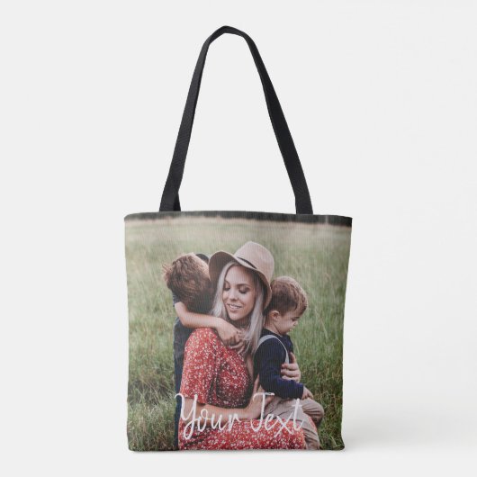 Aangepaste foto- en aangepaste tekst Sjabloon Tote Bag (Achterkant)