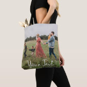 Aangepaste foto- en aangepaste tekst Sjabloon Tote Bag (Dichtbij)