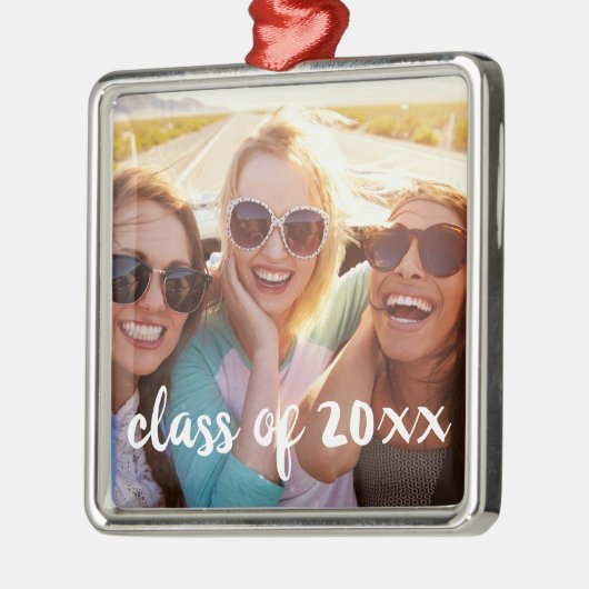 Aangepaste foto en Afstuderen Jaar Metalen Ornament (Links)