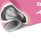 Aangepaste foto en begroeting op roze cadeaupapier (Rol Hoek)