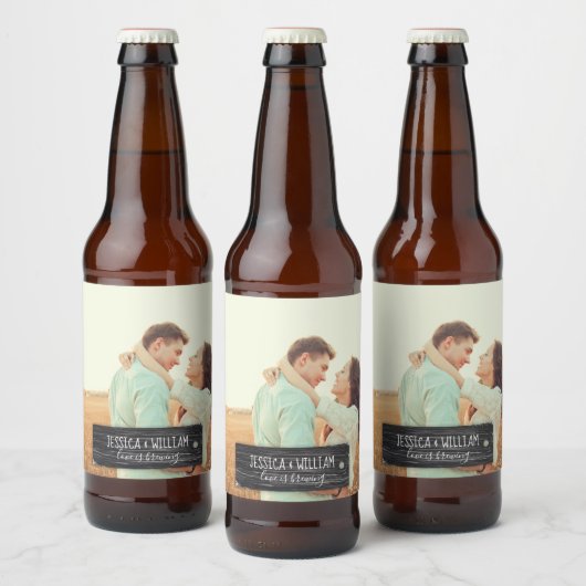 Aangepaste foto en bericht rustieke stijl bier etiket (Flessen)
