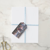 Aangepaste foto en bericht Zwarte tekst Cadeaulabel (Met Touw)