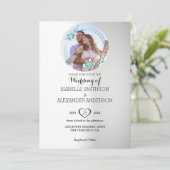 Aangepaste foto en bloemenkrans bruiloft kaart (Staand voorkant)