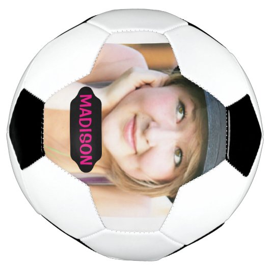 Aangepaste foto en bord met zwarte naam voetbal (Gedraaid)