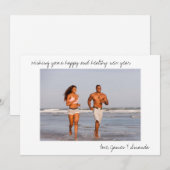 Aangepaste foto en Casual script Minimaal nieuwjaa Feestdagenkaart (Voorkant / Achterkant)
