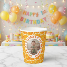 Aangepaste foto- en citrusverjaardag papieren bekers