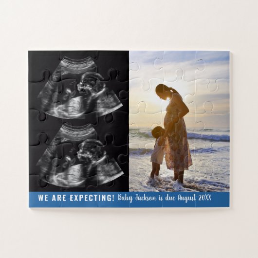 Aangepaste foto- en echografische zwangerschapsaan legpuzzel (Horizontaal)