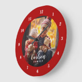 Aangepaste foto en familienaam op maat grote klok (Hoek)