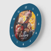 Aangepaste foto en familienaam op maat grote klok (Hoek)
