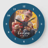 Aangepaste foto en familienaam op maat grote klok (Voorkant)