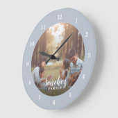 Aangepaste foto en familienaam op maat grote klok (Hoek)