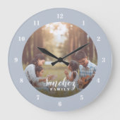 Aangepaste foto en familienaam op maat grote klok (Voorkant)