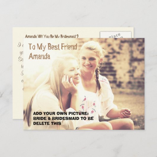 Aangepaste foto en gepersonaliseerd bericht uitnodiging briefkaart (Voorkant / Achterkant)