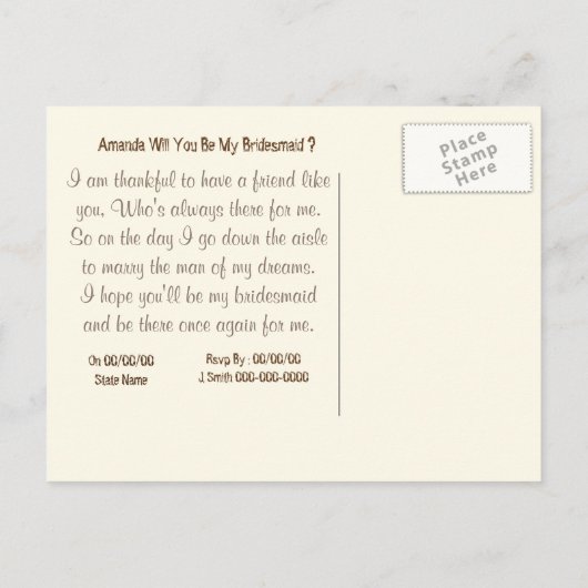 Aangepaste foto en gepersonaliseerd bericht uitnodiging briefkaart (Achterkant)