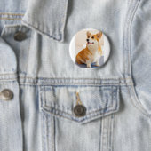 Aangepaste foto en gepersonaliseerde huisdier ronde button 5,7 cm (In situ)