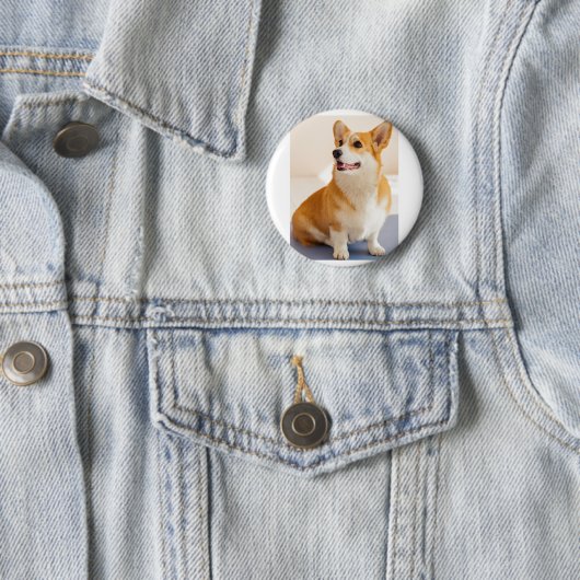 Aangepaste foto en gepersonaliseerde huisdier ronde button 5,7 cm (In situ)