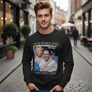 Aangepaste foto en gepersonaliseerde tekst grafiek trui