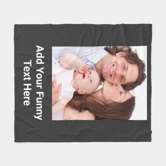 Aangepaste foto en grappige tekst gepersonaliseerd fleece deken (Voorkant (Horizontaal))