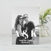 Aangepaste foto en groot monogram Sla de datum op Kaart (Staand voorkant)