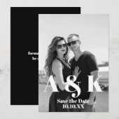 Aangepaste foto en grote monogram save the date kaart (Voorkant / Achterkant)