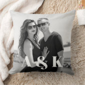 Aangepaste foto en grote monogrammen-initialen kussen (Deken)